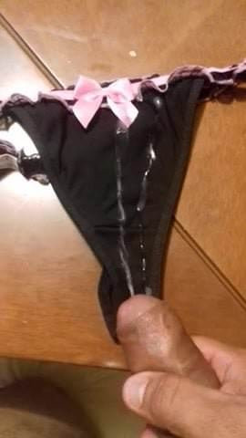 cum in black stolen thongs