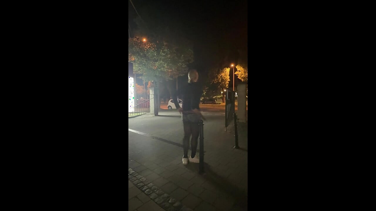 Sissy riding dildo outside