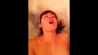 watery orgasm in the bath