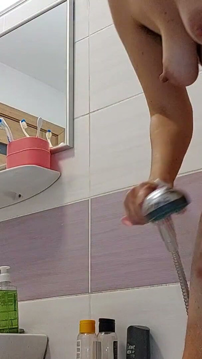 Sexy brunette trying on clothes in the fitting room. I'm watching a hairy mom, hairy pussy, big tits, big ass | Clip 1