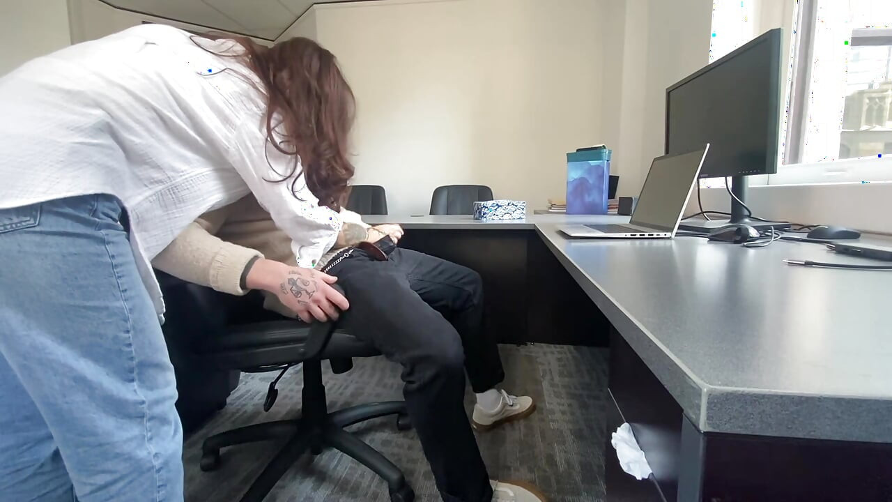 Secretary Sucks my cock in the office