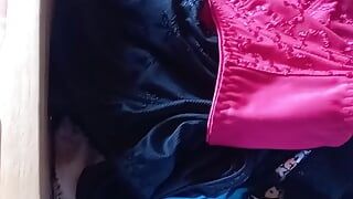 Wanking and cumshot with customers panties