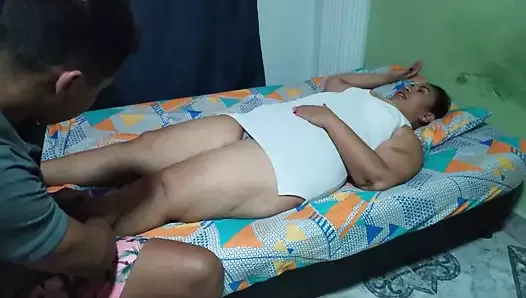 I give my mother-in-law a massage so she can relax