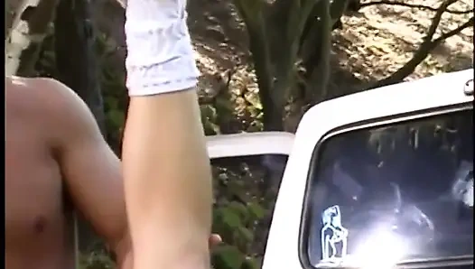 Slutty Blonde in Shoes Gets Her Juicy Bald Puss Licked Then Fucked Hard Outdoors