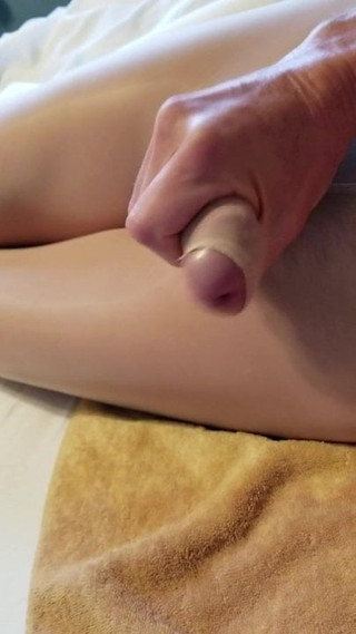 Pantyhose cock sheath masturbation and cum