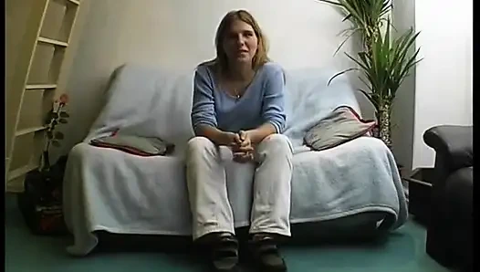 Blonde teen with round ass and nice natural tits masturbating solo