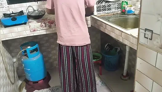 Desi hot stepsister cooking dinner I fuck her in the kitchen  desi hot kitchen sex videos