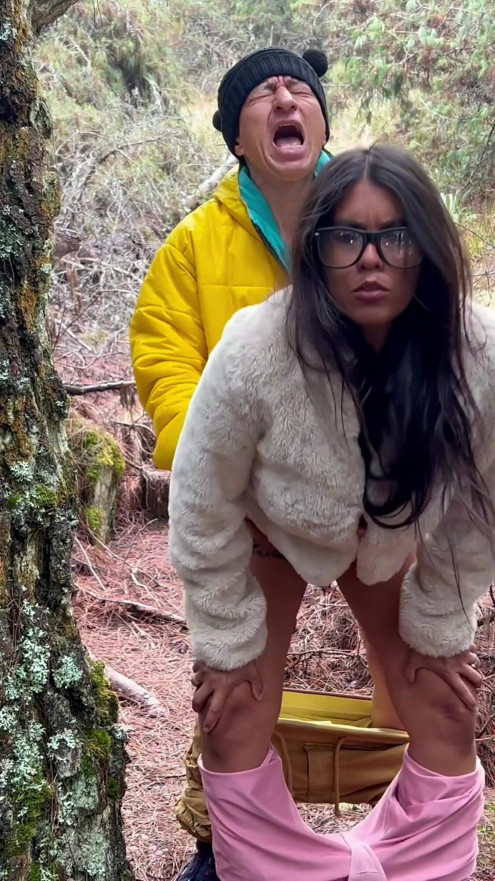 OUTDOOR SEX - busty and curvy stepmother sucks old man's cock and puts it in her pussy | Clip 2