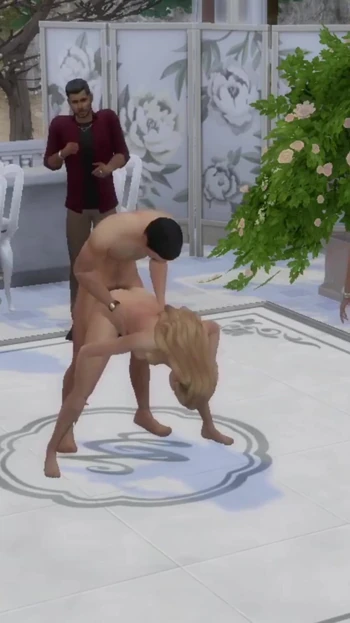 Emotional moment from "The Blissful Simmers_Wedding after party turned sex party"