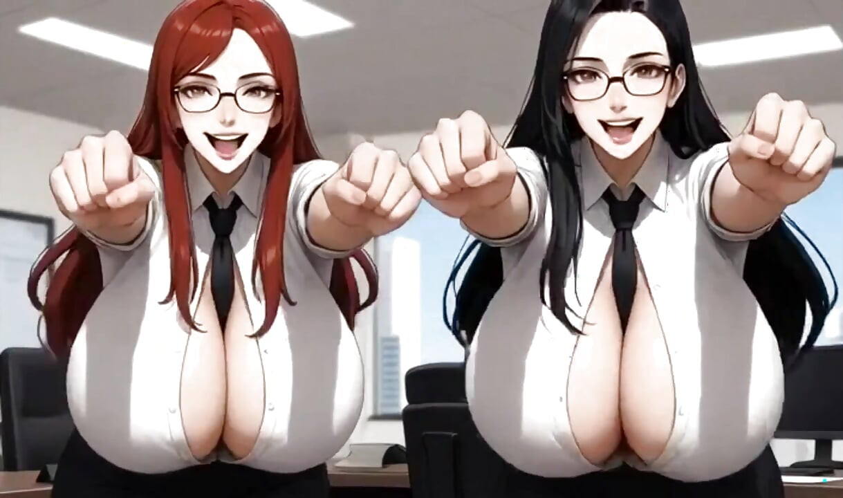 Lustiges büro mit riesigen möpsen, ai animation