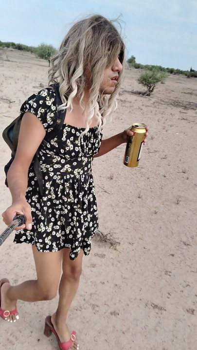 Layboy Femboy in Mini Dress and Heels Walking in Very Hot Public | Clip 1
