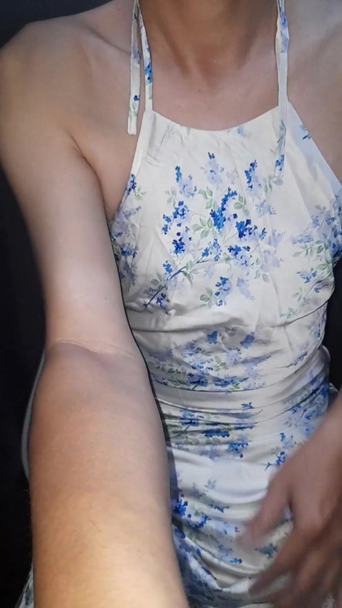 Crossdressing Cum Wearing Satin Halter Neck Dress | Clip 1
