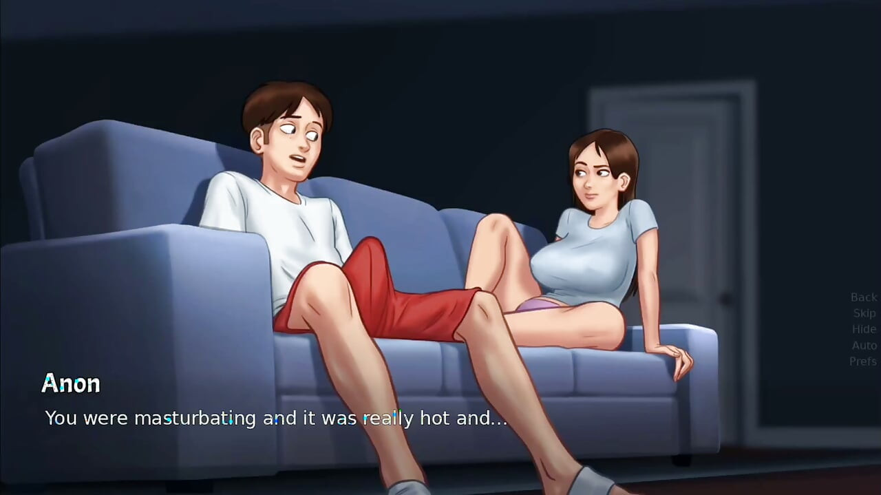 Debbie gives Anon's huge monster cock a surprise footjob - summertime saga gameplay