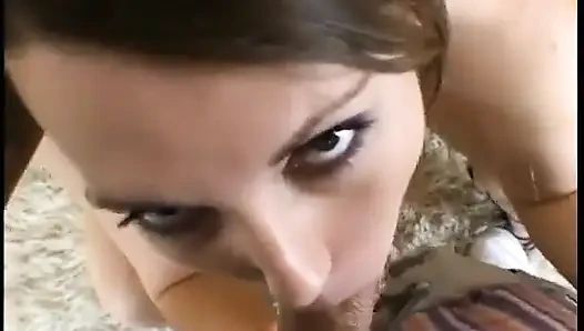 Horny stud in pleasure as he enjoys a bj from sexy ass babe