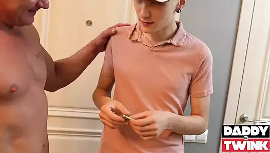 DADDYONTWINK Hot Twink Adam Keller Sexy Hole Fucked By Den Fitness And Lex Moore