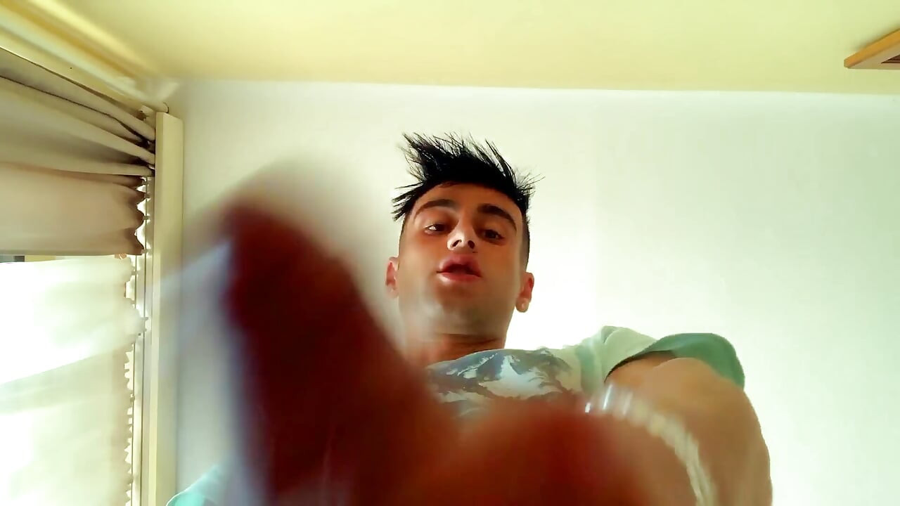 Teen with Thick Cock and Bouncing Balls Cums in a Cup and Drink Own Cum