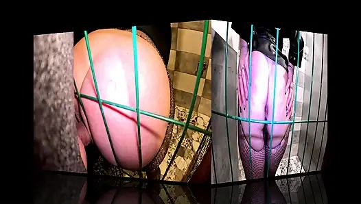 Kafese bağlı maaşlı domuz eğitimi - deri sahibe cüzdanınızı kontrol eder