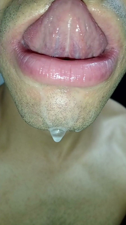 Cum in my mouth, play with your cum, and swallow it, close-up, naughty gay, tongue, sloopy | Clip 1