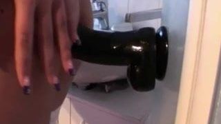 Monster dildo for her sexy Asian ass