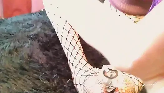 Glass in Hairy Pussy, Creampie, Stockings Fetish, Russian MILF Ginnagg