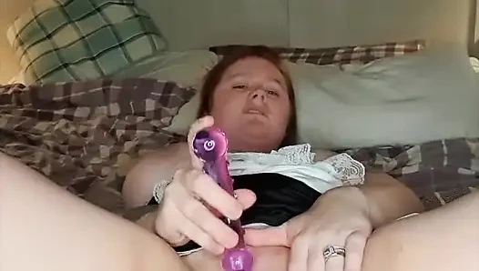 Dirty Maid Fucks with Glass Dildo