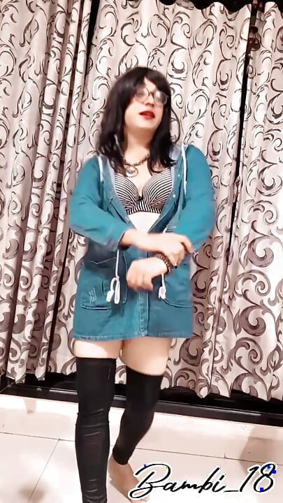 Bambi's  strip dance in denim jacket