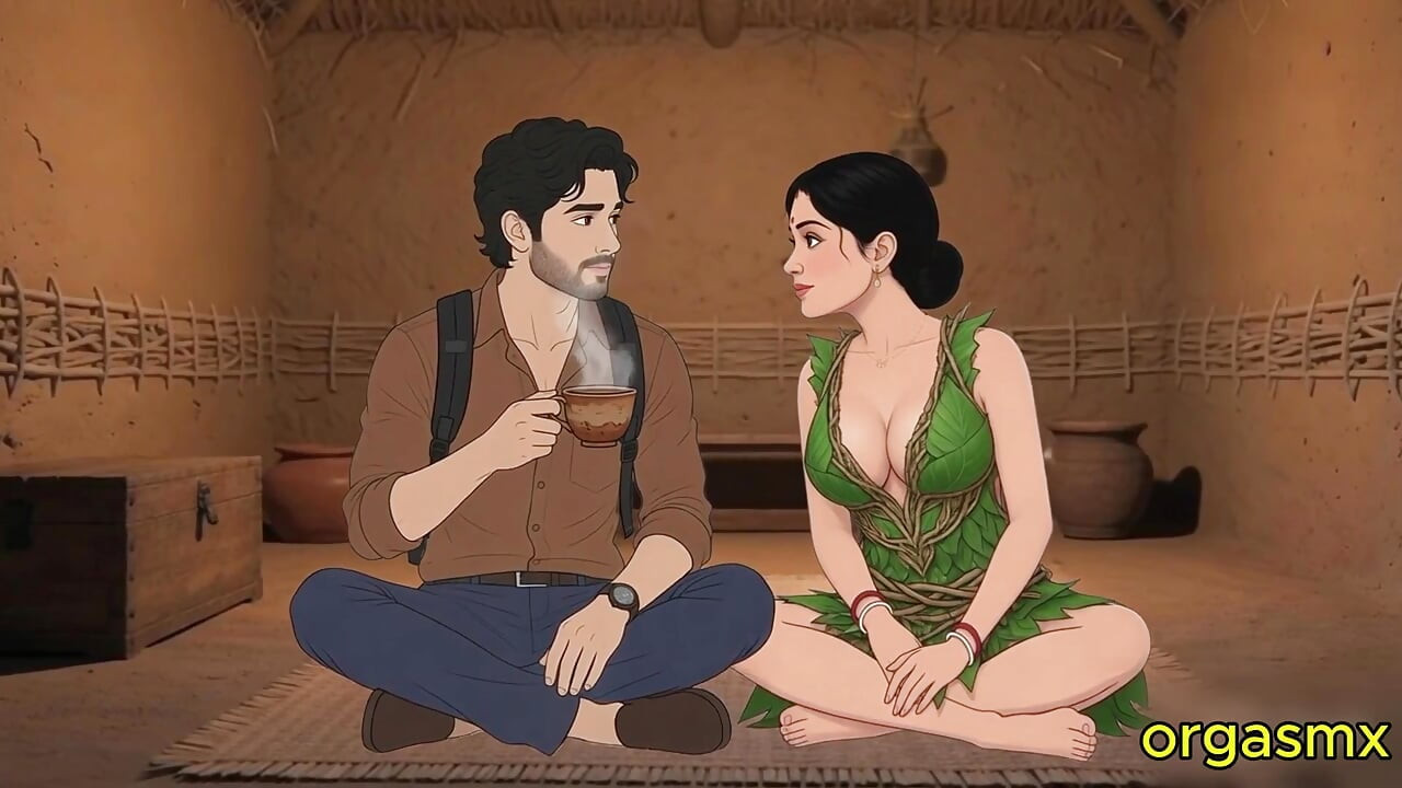 Desi Tribal Village Beauty Hot Passionate Night with Traveler in Forest Hut