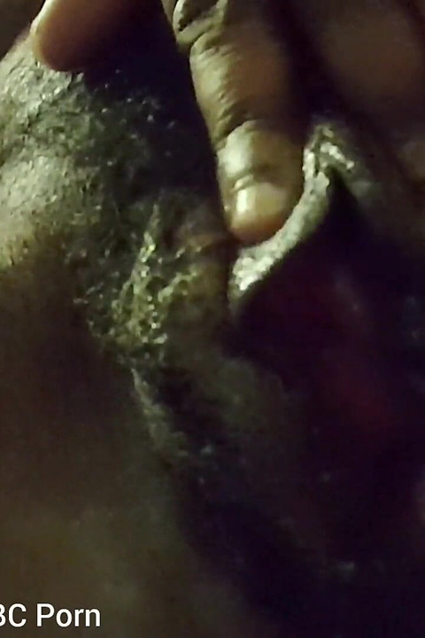 Rubbing Spreading My Big Black Wet Dripping Pussy