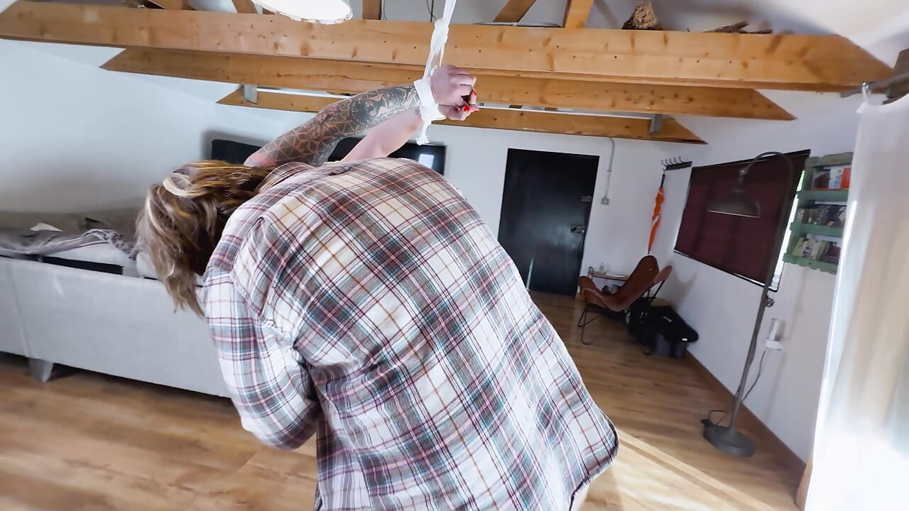 Suspended Slut Fucked Hard by a Married Couple.