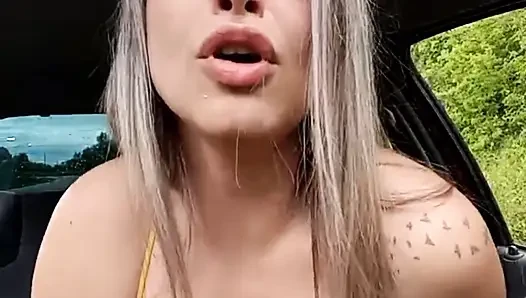 Public masturbation : hot blonde masturbates while people walk by