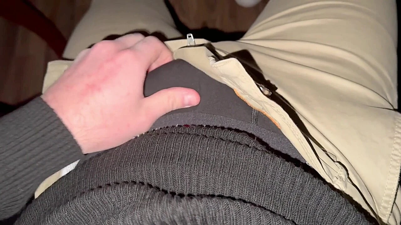 German voice horny after work.. black boxer down.. fat glans drips