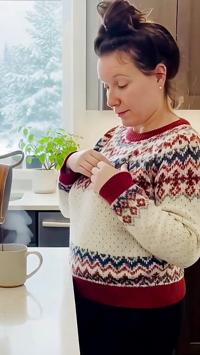I grabbed my big tits and played with them in many sweaters for my 63f lesbian roommate I wanted to scissor lick and 69 her