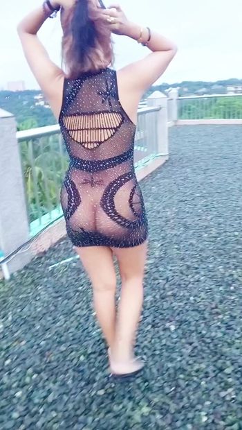 Enjoying Taal Volcano from mountain of Tagaytay🇵🇭, Wife wearing Seethru Outfit