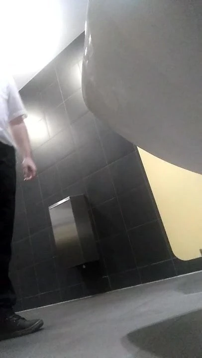 Jerking in public toilet