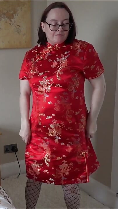 Cheongsam dress medias de rejilla striptease