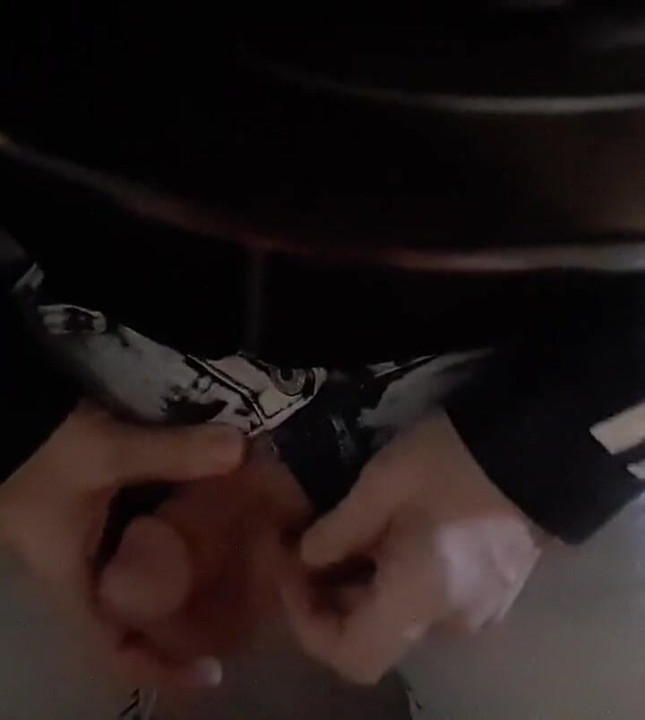 Leather jacket chastity fag