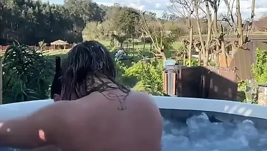 Outdoor Sex with a Hot Blonde MILF in a Hot Tub - Jacuzzi