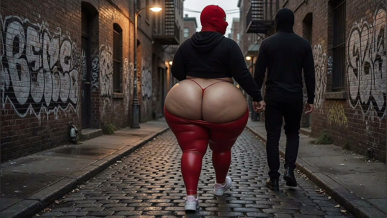 Big Ass Girl Walking in Tight Leggings on the Street