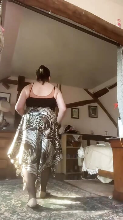 In outfit with a beach dress