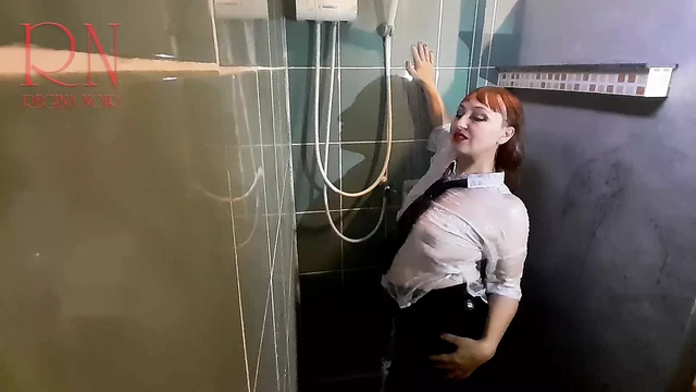 Wet panties, wet trousers, wet shirt. 1