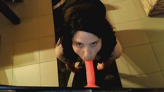 Deepthroat gag training with my new toy