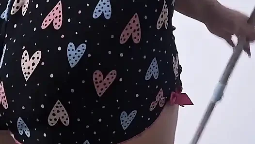 Husband Films Wife Cleaning the Floor - En Sub