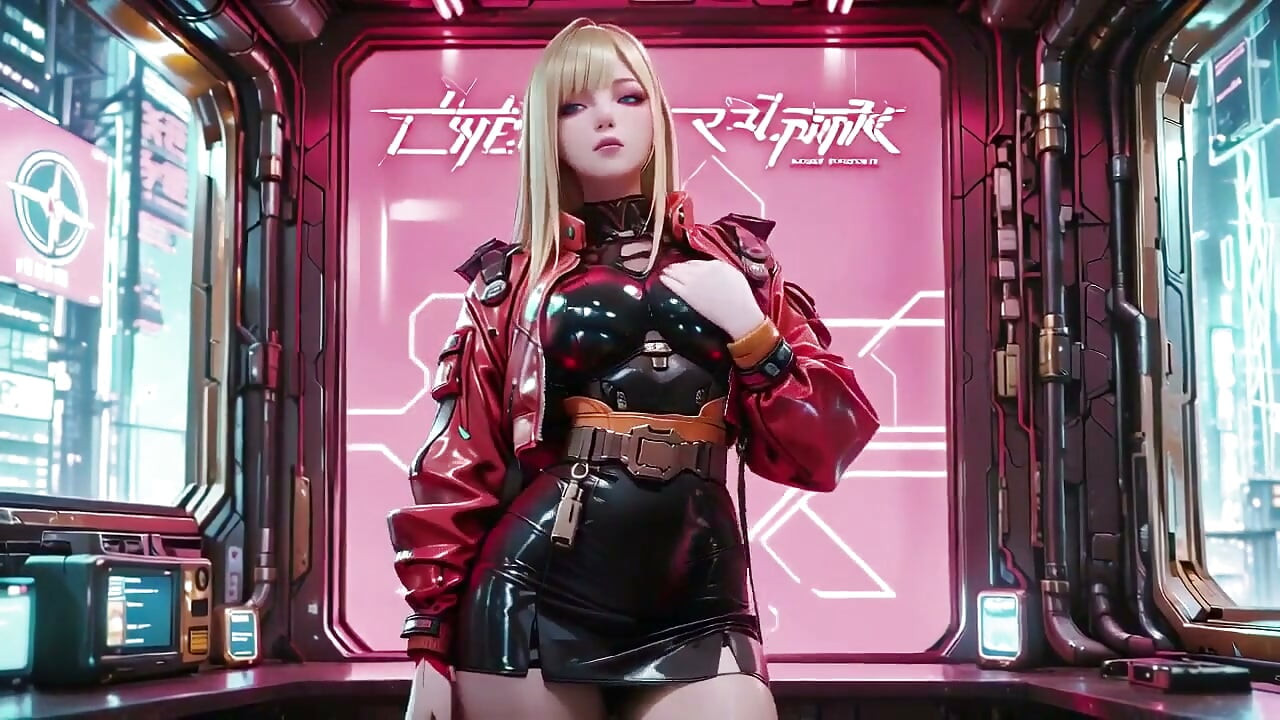 Cyber Valkyrie màu đỏ & đen! Tư thế quỳ gối lạnh lùng, quyến rũ chống lại phông nền trắng thuần túy.