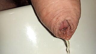 Close up uncutted pissing cock