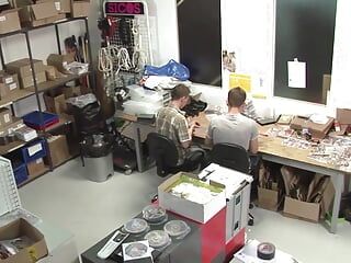 Threesome fuck in warehouse with hot and sexy horny gays