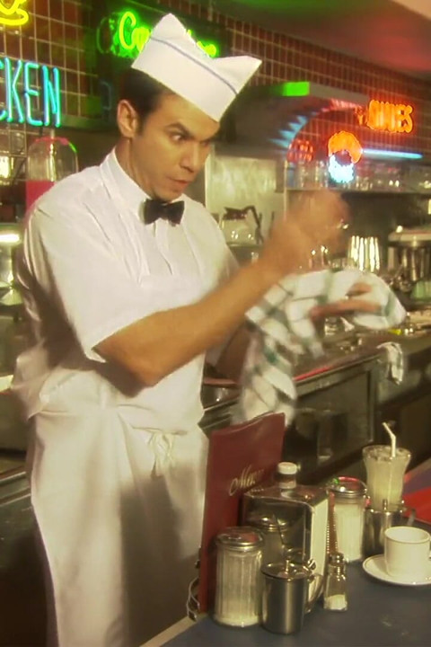 Blonde gets fucked on diner table