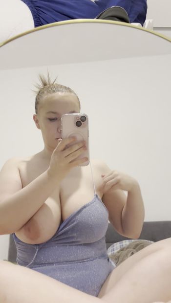 Naughty Teen BBW 18yo plays with her huge tits and teen pussy