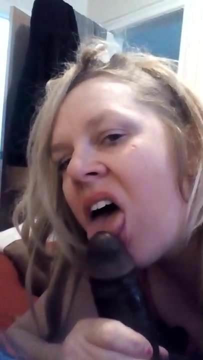 Sexy  blonde sucks big black cock