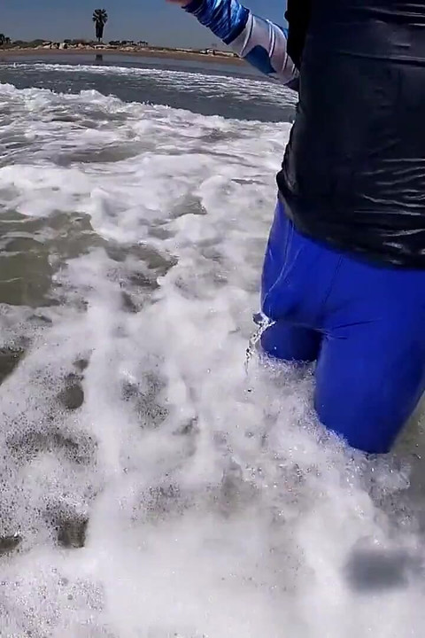 Men and Women on the Beach Get Horny Seeing My Cock in Wet Spandex