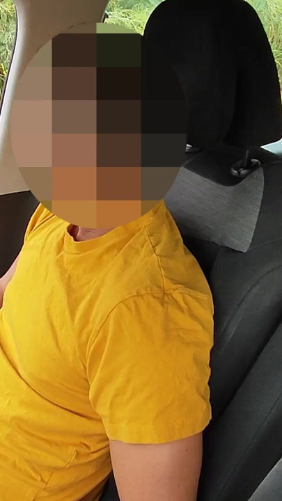 Captivating moment from "Dick Flash! Cute girl gives me a blowjob in the public parking lot after seeing my big cock -"